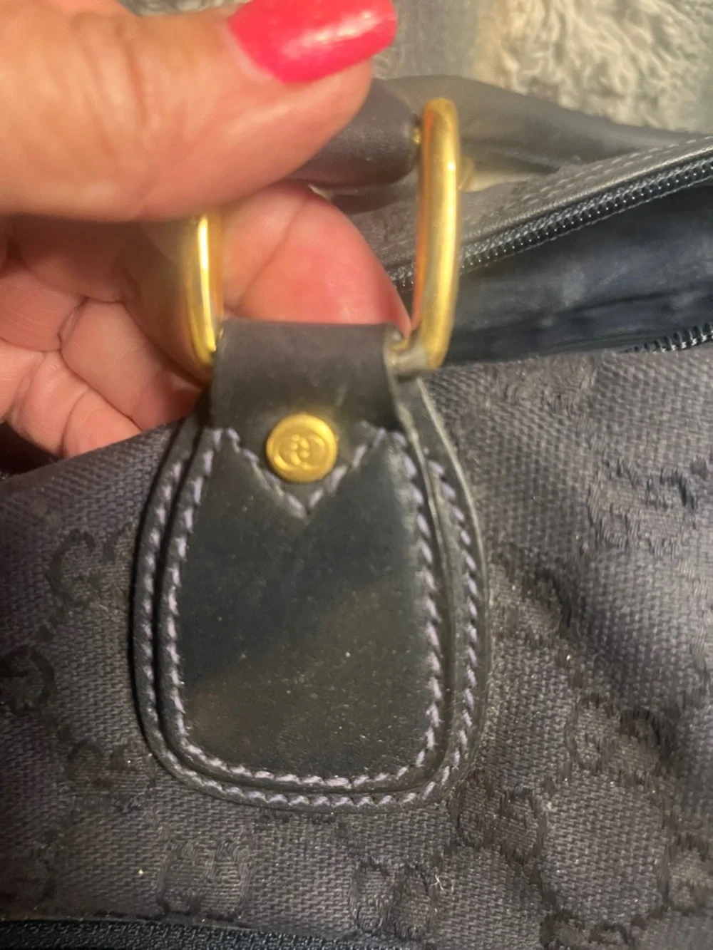 Gucci Black GG Canvas Duffel with Leather Trim